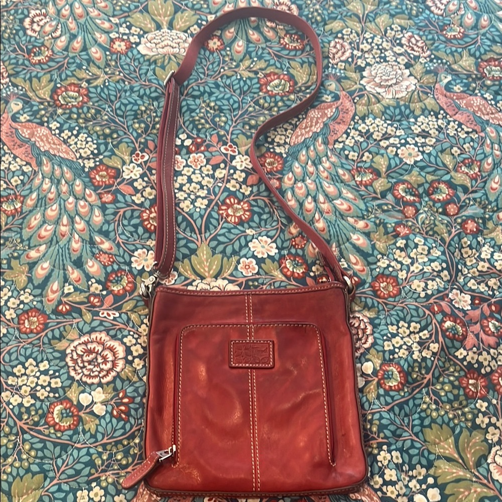Fossil vintage Red Leather Crossbody Bag